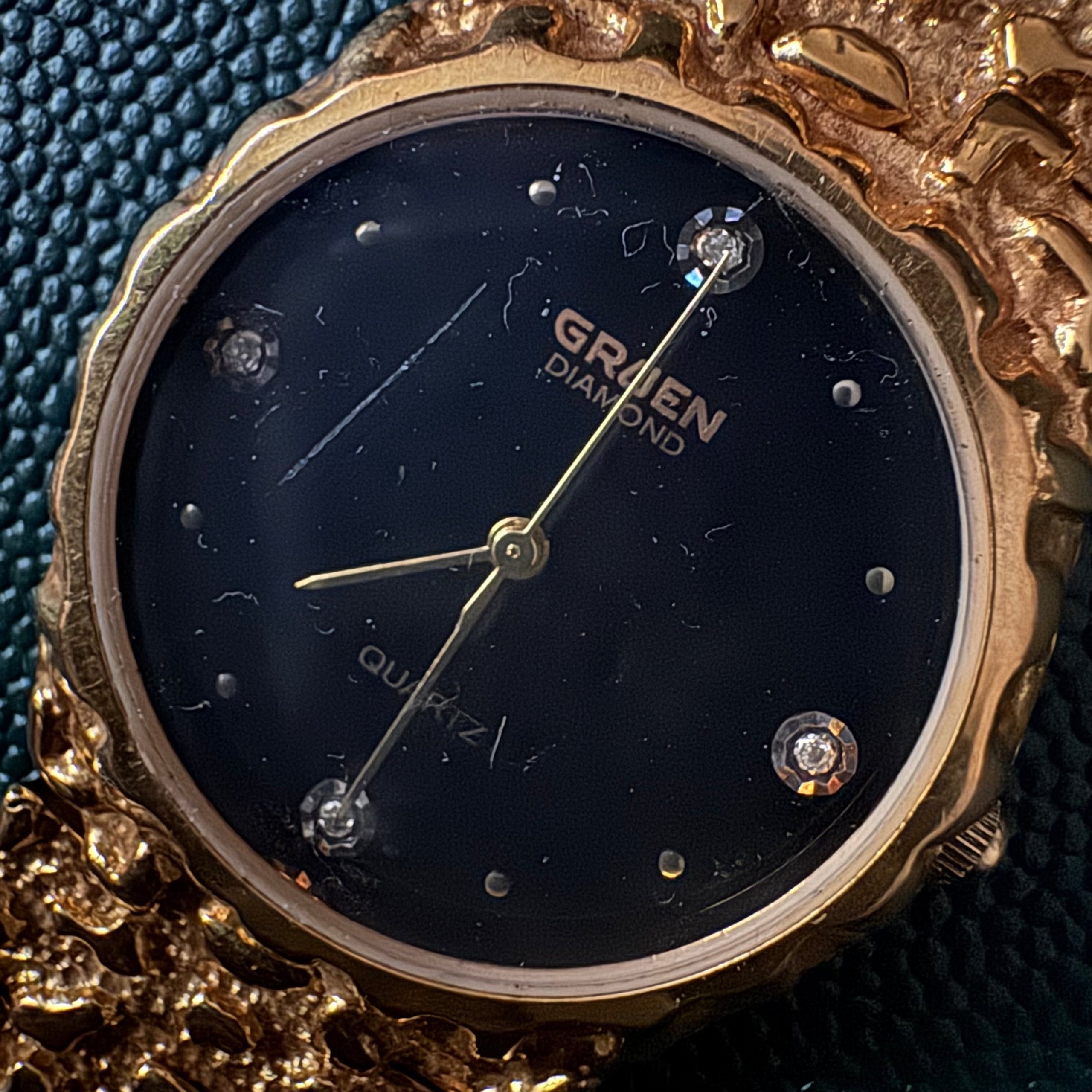 Gruen Gold Tone Nugget Watch | Alahas Vintage Boutique
