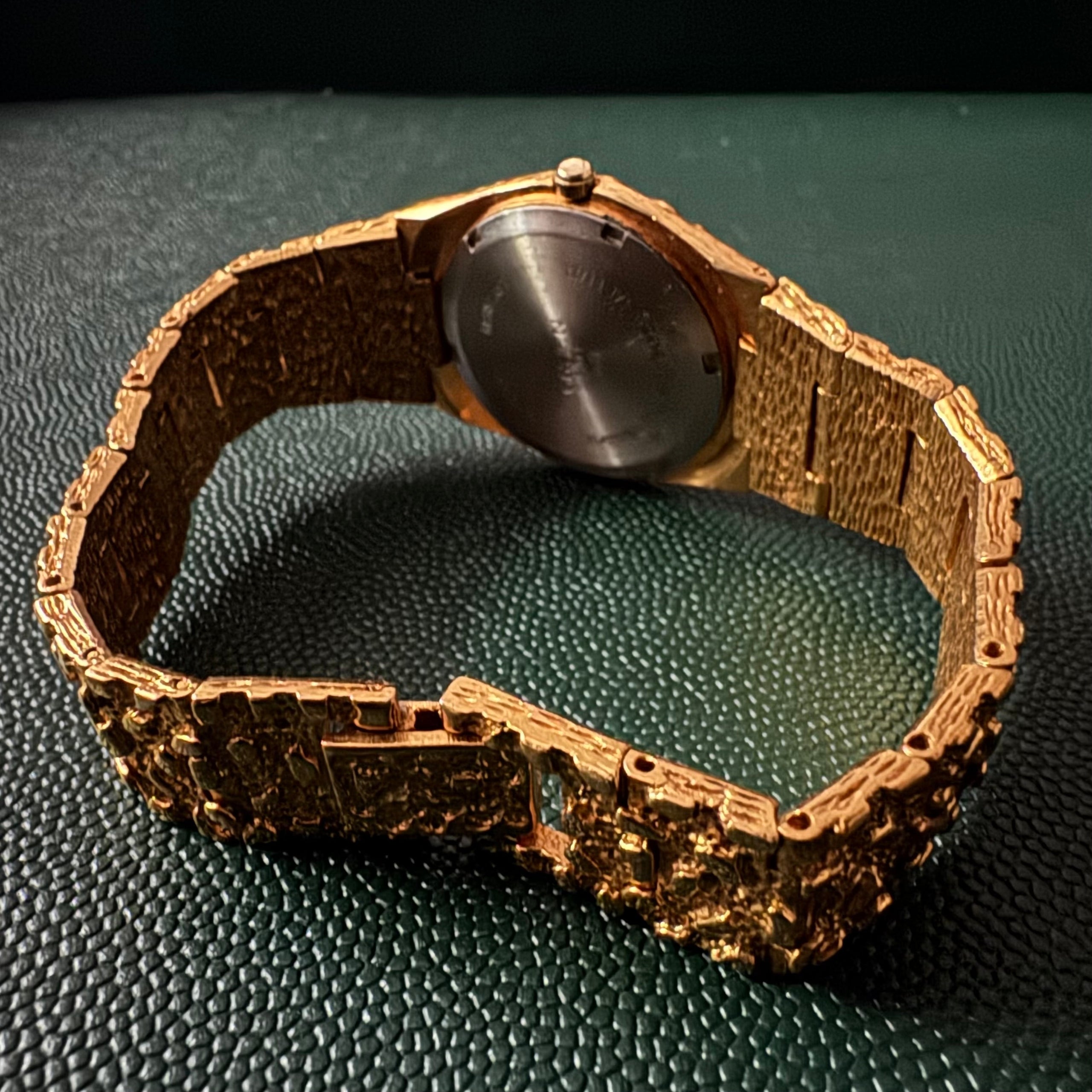 Gruen Gold Tone Nugget Watch | Alahas Vintage Boutique