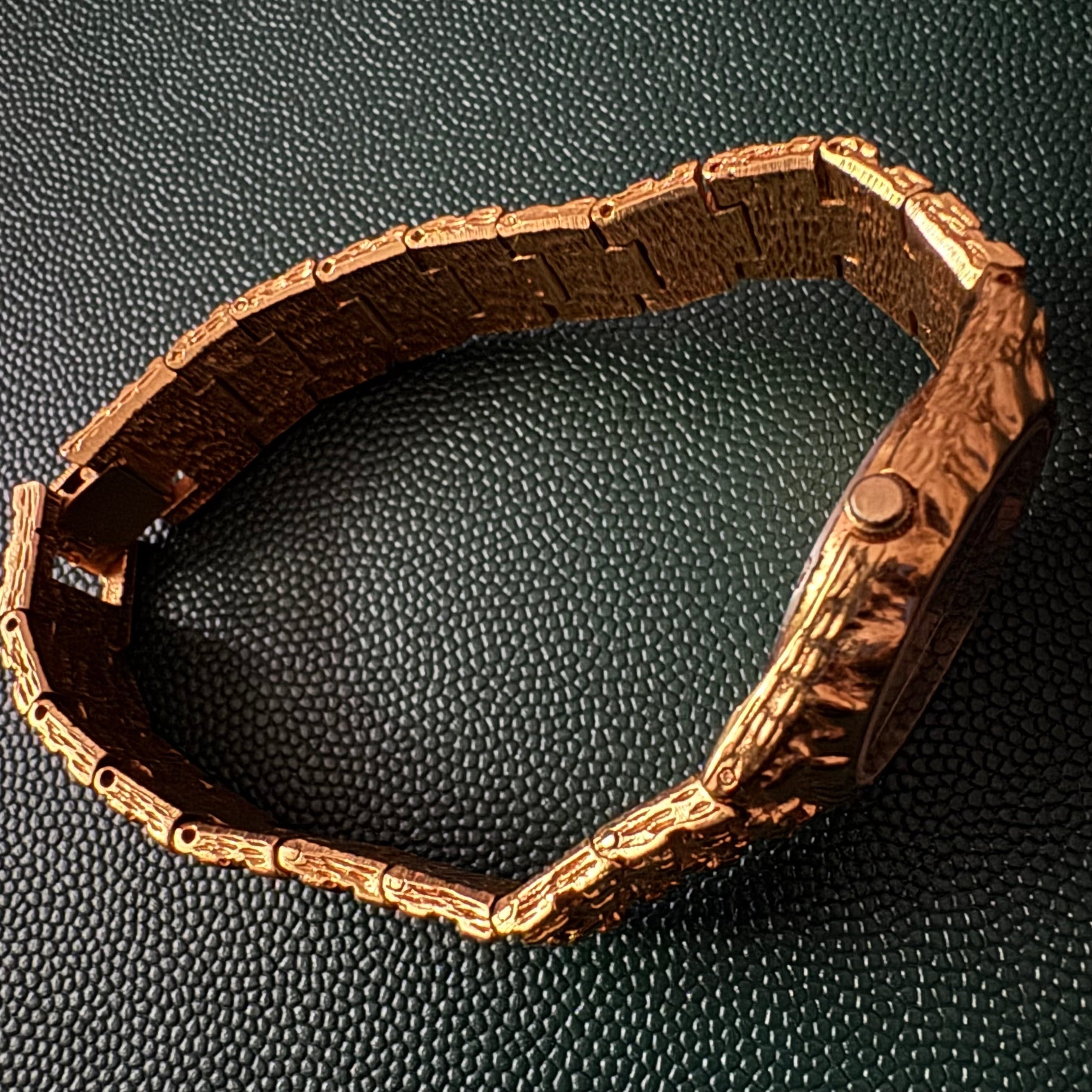 Gruen Gold Tone Nugget Watch | Alahas Vintage Boutique